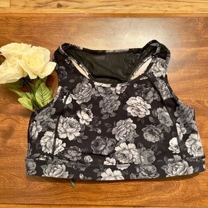 Torrid Low Impact Wireless Longline Active Sports Bra Size 3X Black White Floral